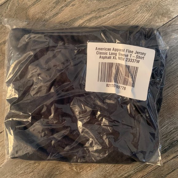 NWT AMERICAN APPAREL FINE JERSEY CLASSIC LONG SLEEVE T-SHIRT‎ ASPHALT XL - Picture 4 of 9